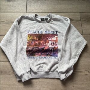 Urban Outfitters Gray Claude Monet Art Gray Sweater Crewneck